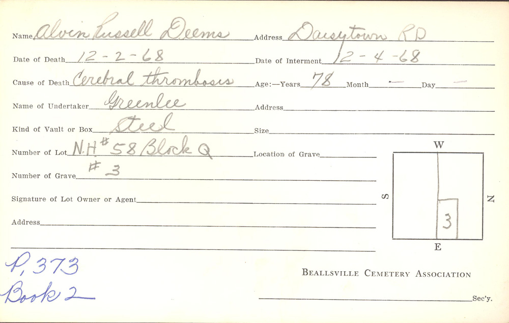 burial card